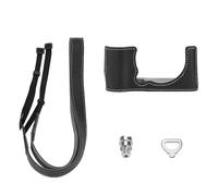 Genérico Kit de Media Funda de Cuero cámara para X-M5, Funda para cámara de Cuero de PU XM5 Funda de Agarre Protectora con Correa para Hombro/muñeca (Negro + Bandolera)