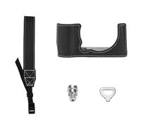 Genérico Kit de Media Funda de Cuero cámara para X-M5, Funda para cámara de Cuero de PU XM5 Funda de Agarre Protectora con Correa para Hombro/muñeca (Negro + muñequera)