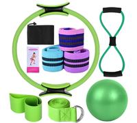 Genérico Kit de Pilates - Juego de 8 Piezas Con Aro, Pelota Pequeña, Cintas Elásticas para Musculación y Ejercicio en Casa