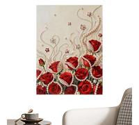 Genérico Kit De Pintura - Juego De Pintura De Flores Y Perlas - Material De De Tela | Marco Interior Estirado De 15 Pulgadas, 400 G, Relieve Con Cuentas De Diamantes Para Arte De Pared De Bricolaje