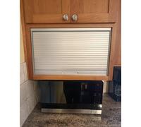 Genérico Kit de Puerta corredera Tipo acordeón para aparadores y armarios de Cocina, Puerta Enrollable con Tirador, mampara de Armario Personalizable (91,4 x 66 cm).
