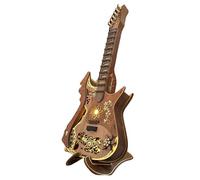 Genérico Kit de Rompecabezas de Madera 3D de Acordes de Guitarra, Modelo de Rompecabezas de Guitarra Acústica Jugable con Luces LED, Guitarra de Rompecabezas DIY de 114 Piezas para Adultos