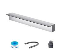Genérico Kit de vertedero para Cascada con tubería corrugada para Exteriores, Kit de vertedero Empotrado de Acero Inoxidable para estanques de 60 cm, rebosadero para cascadas de estanques de koi y fu