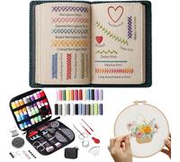 Genérico Kit Libro Puntadas Bordado, 106 Patrones Tutorial Instructivo Portátil Herramientas De Costura, Juego Para Punto De Aguja DIY Manual, Para Adultos Aficionados Principiantes Familiares Amigos