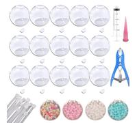 Genérico Kit para Hacer Pelotas Antiestrés (15 unidades), 4 Paquetes de Cuentas, Bomba de Aire y Expansor para Crear Pelotas de Presión, Juguetes para Aliviar la Ansiedad (6CM-Transparent)
