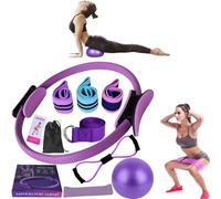 Genérico Kit Pilates,Juego de 11Piezas,aro Pilates Mujer,Pelota Pequeña de Pilates,Aro de Pilates,Kit de Pilates para Ejercicio en Casa,Cintas Elásticas musculación
