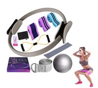 Genérico Kit Pilates,Juego de 11Piezas,aro Pilates Mujer,Pelota Pequeña de Pilates,Aro de Pilates,Kit de Pilates para Ejercicio en Casa,Cintas Elásticas musculación