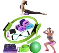 Genérico Kit Pilates,Juego de 11Piezas,aro Pilates Mujer,Pelota Pequeña de Pilates,Aro de Pilates,Kit de Pilates para Ejercicio en Casa,Cintas Elásticas musculación