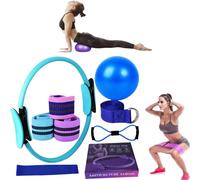Genérico Kit Pilates,Juego de 11Piezas,aro Pilates Mujer,Pelota Pequeña de Pilates,Aro de Pilates,Kit de Pilates para Ejercicio en Casa,Cintas Elásticas musculación