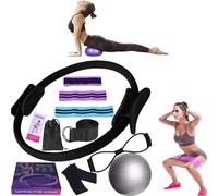 Genérico Kit Pilates,Juego de 11Piezas,aro Pilates Mujer,Pelota Pequeña de Pilates,Aro de Pilates,Kit de Pilates para Ejercicio en Casa,Cintas Elásticas musculación