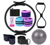 Genérico Kit Pilates,Juego de 8 Piezas,aro Pilates Mujer,Pelota Pequeña de Pilates,Aro de Pilates,Kit de Pilates para Ejercicio en Casa,Cintas Elásticas musculación