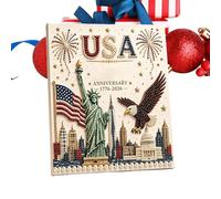 Generico Kit pintura perlas 250 aniversario USA | Lienzo marco madera 40 x 30 cm DIY cuentas PP principiantes | Decoración mural estilo mosaico casa oficina veteranos independencia