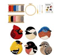 Genérico Kit Punzonado para Adultos | Con Patrones Preimpresos Y Aro De | Kit Posavasos Punch Needle con Aves | Para Decoración Del Hogar Día De La Madre Navidad Cumpleaños Granja