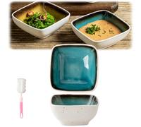 Genérico Kitchen Personalized Crackle Glaze Condiment Dish,Household Ceramic Square Small Dish,Retro Snack Plate Dipping Bowls Sauce Cups