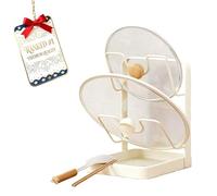 Genérico Kitchen Pot Lid Storage Rack, 304 Stainless Steel Pot and Pan Organizer with Removable Drip Tray, Multifunctional Kitchen Organizer Stand for Stove Tops (Off-white,Double layer)