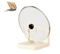 Genérico Kitchen Pot Lid Storage Rack - Multifunctional Lid Holder While Cooking with Removable Drip Tray, Pot and Pan Organizer & Spoon Rest for Stove Top/Countertop (White,Single-layer)