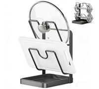 Genérico Kitchen Pot Lid Storage Rack, Pot Lid Holder For Countertop, Multifunctional Kitchen Pot Lid Organizer For Countertop, With Removable Drip Tray, 304 Stainless Steel (Gray,Double-layer)