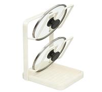 Genérico Kitchen Pot Lid Storage Rack, Pot Lid Holder for Countertop with Removable Drip Tray, Stove Top Kitchen Accessories Organizer (White(Double layer))