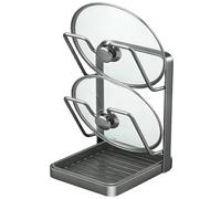 Genérico Kitchen Pot Lid Storage Rack, Pot Lid Holder for Countertop with Removable Drip Tray, Stove Top Kitchen Accessories Organizer (Gray(Double layer))