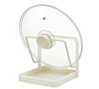 Genérico Kitchen Pot Lid Storage Rack, Pot Lid Holder for Countertop with Removable Drip Tray, Stove Top Kitchen Accessories Organizer (White(Single layer))
