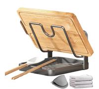 Genérico Kitchen Pot Lid Storage Rack, Pot Lid Holder While Cooking, Spoon Rest and Lid Holder, Stainless Steel Multifunctional Pot Lid Organizer with Removable Drip Tray (Gray, single-layer)