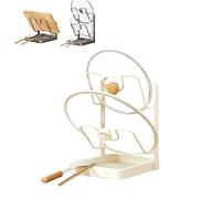 Genérico Kitchen Pot Lid Storage Rack, Pot Lid Holder With Tray, Holder While Cooking, And Spoon Rest, Multifunctional Kitchen Organizer Stand for Counter Stove Accessories (Double-layer -white)