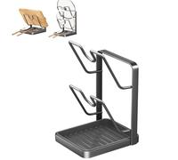 Genérico Kitchen Pot Lid Storage Rack, Pot Lid Holder With Tray, Holder While Cooking, And Spoon Rest, Multifunctional Kitchen Organizer Stand for Counter Stove Accessories (Double-layer - Gray)