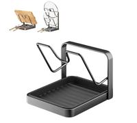 Genérico Kitchen Pot Lid Storage Rack, Pot Lid Holder With Tray, Lid Holder While Cooking, Lid And Spoon Rest, Multifunctional Kitchen Organizer Stand for Counter Stove Top Kitchen Accessories (gray)