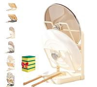 Genérico Kitchen Pot Lid Storage Rack,Stainless Steel Pot Lid Holder While Cooking with Removable Drip Tray,Pot Lid Organizer Spoon Rest for Countertop,Space-Saving Pan Lid Stand (Double-layer-Beige)