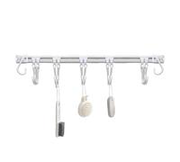 Genérico Kitchen Rail - 15.7 inch Sliding Hook Organizer | PP Utensil Hanging Rack - Adjustable Storage Solution for Towels and Aprons Behind Doors or Wardrobes for Tidy Cooking