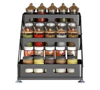 Generico Kitchen Seasoning Rack, Condiment Organizer, Step Shelf, Three-layer Rack, Adjustable Rack, Gabinete Seasoning Rack, Seasoning Storage, Oil and Salt Rack, Sauce Organizer, Household Storage