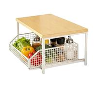 Genérico Kitchen Storage Rack - Vertical 2-Tier Organizer Rack for Pantry | Rustproof Metal Countertop Stand with Non-Slip Feet & Hollow Mesh Trays for Bathroom, Garage and Home