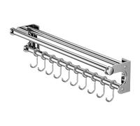 Genérico Kitchen Utensil Rack Wall Mount - 30/40/50cm Stainless Steel Rail With Hooks, No Drill Cutter Knife Holder Pot Lid Cutting Board Storage Rack 304 Steel Hanging Organizer For Kitchen