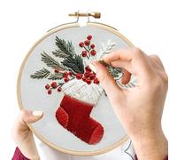 Genérico Kits De Bordado Navideños Para Adultos - Kit De Bordado Con Patrón De Calcetín Navideño,Adorno Navideño Artesanal Creativo Para Decoración Del Hogar