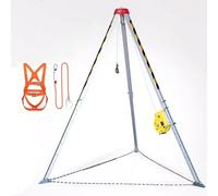 Genérico Kits de detención de caídas, trípode de Rescate con cabrestante de 1800 LB de Aluminio, Kit de trípodes de extinción de Incendios para Espacios confinados con Soporte de Pata de 7 pies, cabl