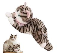 Genérico Kitten Stuffed Animal,Funny Cute Room Decor - Black Striped Plush Cat Stuffed Doll | for Teens Adults Collectors Home Bedroom Living Room Collection Comfort