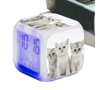 Genérico Kitty Desk Clock - Small Decorative Analog Clock for Desk | Charming Cat Figurine with Easy to Read, Portable Timepiece for Bedroom, Office, Study, or Living Room Decor 3.15x3.15x3.15 in