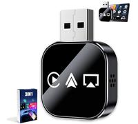 Genérico Kivont 3 in 1 Adapter, Kivont 3-in-1 Car Adapter (2026 Model), with 2.4/5GHz WiFi and Bluetooth 5.0, Plug and Play for iPhone and Android (Black,for Android)