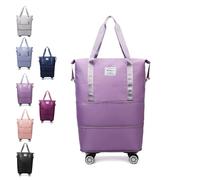 Genérico Klarson Expandable Bag with Wheels, Collapsible Luggage with Wheels,Expandable Rolling Duffel Bag (Light Purple)
