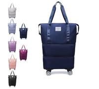 Genérico Klarson Expandable Bag with Wheels, Collapsible Luggage with Wheels,Expandable Rolling Duffel Bag (Blue)