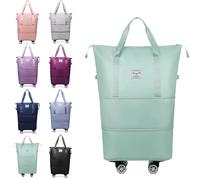 Genérico Klarson Expandable Bag with Wheels, Collapsible Luggage with Wheels, Foldable Suitcase Without Handle, Lightweight Durable Rolling Duffle Bag with Wheel (Green)