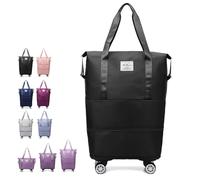 Genérico Klarson Expandable Bag with Wheels, Collapsible Luggage with Wheels, Three-Layer Expandable, Waterproof Lightweight Durable (One Size,Black)