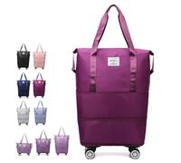 Genérico Klarson Expandable Bag with Wheels, Collapsible Luggage with Wheels, Three-Layer Expandable, Waterproof Lightweight Durable (One Size,Purple)