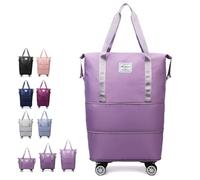Genérico Klarson Expandable Bag with Wheels, Collapsible Luggage with Wheels, Three-Layer Expandable, Waterproof Lightweight Durable (One Size,Violet)