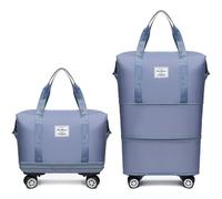 Genérico Klarson Expandable Bag with Wheels, Expandable Bag with Wheels, Collapsible Luggage with Without Handle (Light Blue)