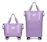 Genérico Klarson Expandable Bag with Wheels, Expandable Bag with Wheels, Collapsible Luggage with Without Handle (Light Purple)