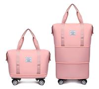 Genérico Klarson Expandable Bag with Wheels, Expandable Bag with Wheels, Collapsible Luggage with Without Handle (Pink)
