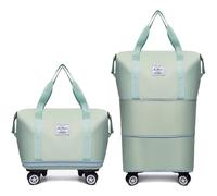 Genérico Klarson Expandable Bag with Wheels, Expandable Bag with Wheels, Collapsible Luggage with Without Handle (Green)