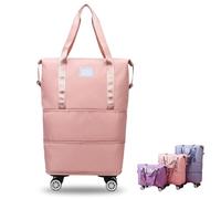 Genérico Klarson Expandable Bag with Wheels, Foldable Suitcase Collapsible Luggage, Scratch Travel Duffle Bag (Pink)