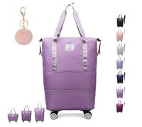 Genérico Klarson Expandable Bag with Wheels,klarson Travel Bag,Collapsible Luggage with Wheels, Foldable Without Handle Bag (Dark Purple)